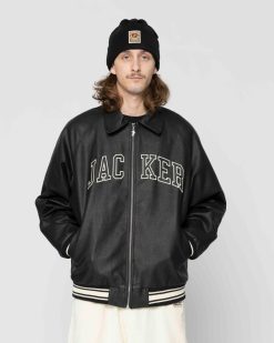 Jacker Vestes | College-Faux Leather Jacket-Black