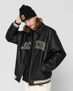 Jacker Vestes | College-Faux Leather Jacket-Black