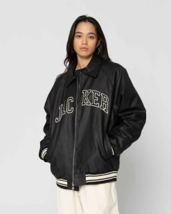 Jacker Vestes | College-Faux Leather Jacket-Black