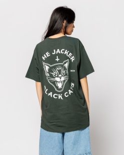 Jacker T-Shirts | Black Cats-T-Shirt-Dark Green