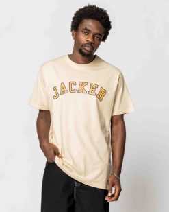 Jacker T-Shirts | College Tee-T-Shirt-Beige