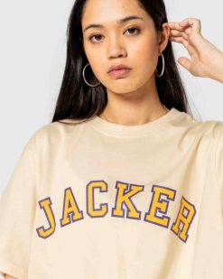 Jacker T-Shirts | College Tee-T-Shirt-Beige